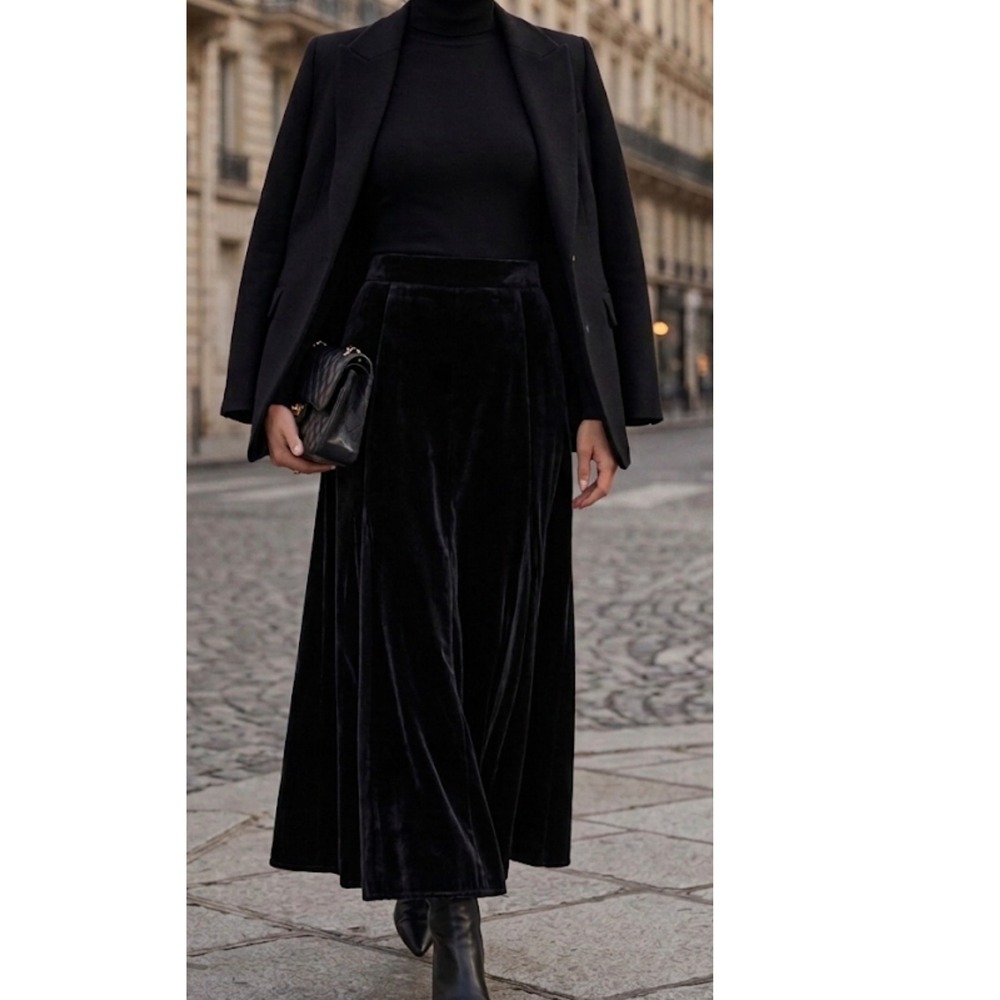 Vintage Scott Taylor Black Rayon Velvet Skirt Goth/Punk Princess High Waist 12